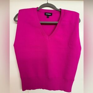 Express NWOT Hot Pink V-Neck Sleeveless Sweater
